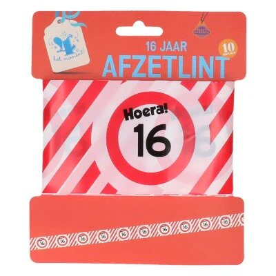 Afzetlint 16 jaar rood/wit 10m - Image 2