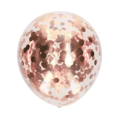 Ballonnen confetti transparant/roségoud 5 stuks