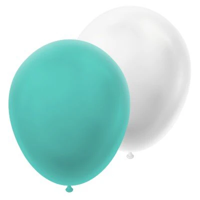 Ballonnen parelmoer wit/groen 20 stuks
