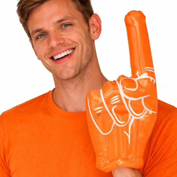 Bestelhand oranje opblaasbaar 55 cm - Image 2