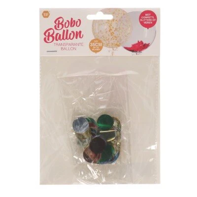 Bobo ballon confetti metallic meerkleurig max. 35cm