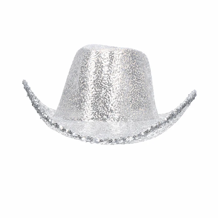 Cowboyhoed pailletten zilver