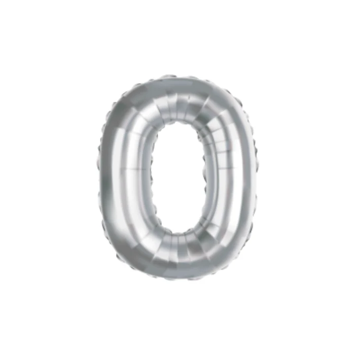 Folieballon cijfer 0 zilver 70cm