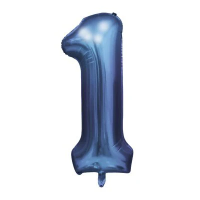 Folieballon cijfer 1 blauw 85cm