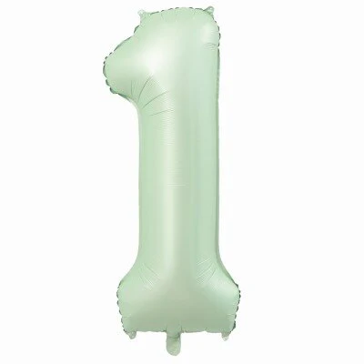 Folieballon cijfer 1 mintgroen 80cm