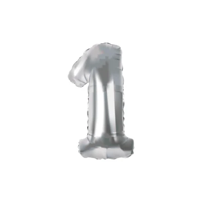 Folieballon cijfer 1 zilver -70cm