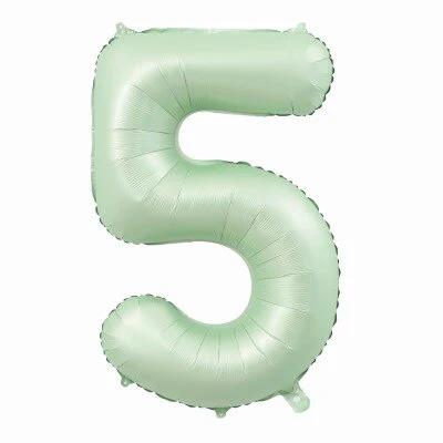 Folieballon cijfer 5 mintgroen 80cm