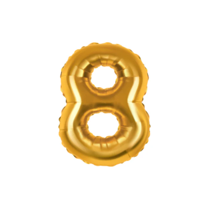 Folieballon cijfer 8 goud 70cm