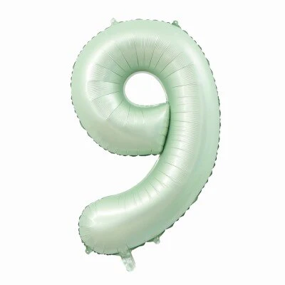 Folieballon cijfer 9 mintgroen 80cm