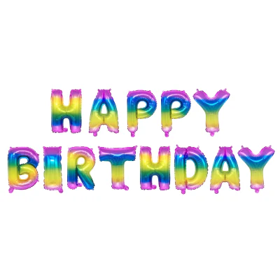 Folieballonnen slinger Happy birthday regenboog