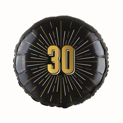 Folieballon 30 jaar goud/zwart