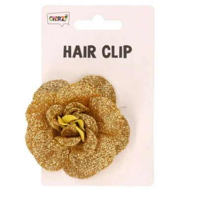 Haarclip bloem glitter goud