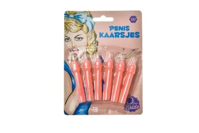 Kaarsjes penis beige 6 stuks