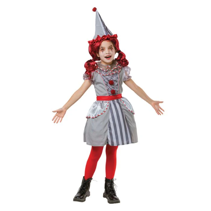 Kostuum meisjes creepy clown maat M/120-130cm