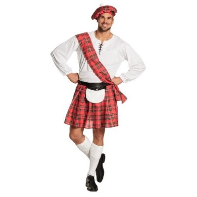 Kostuum Scotsman rood/wit heren maat 54/56