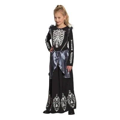 Kostuum Skeleton queen zwart/wit meisje 7-9 jaar