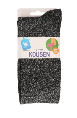Kousen glitter zwart one size