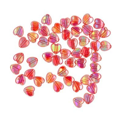 Kralen hart rood plastic ca. 50 stuks
