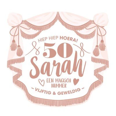 Muurdecoratie Sarah roségoud/wit 50 jaar XL