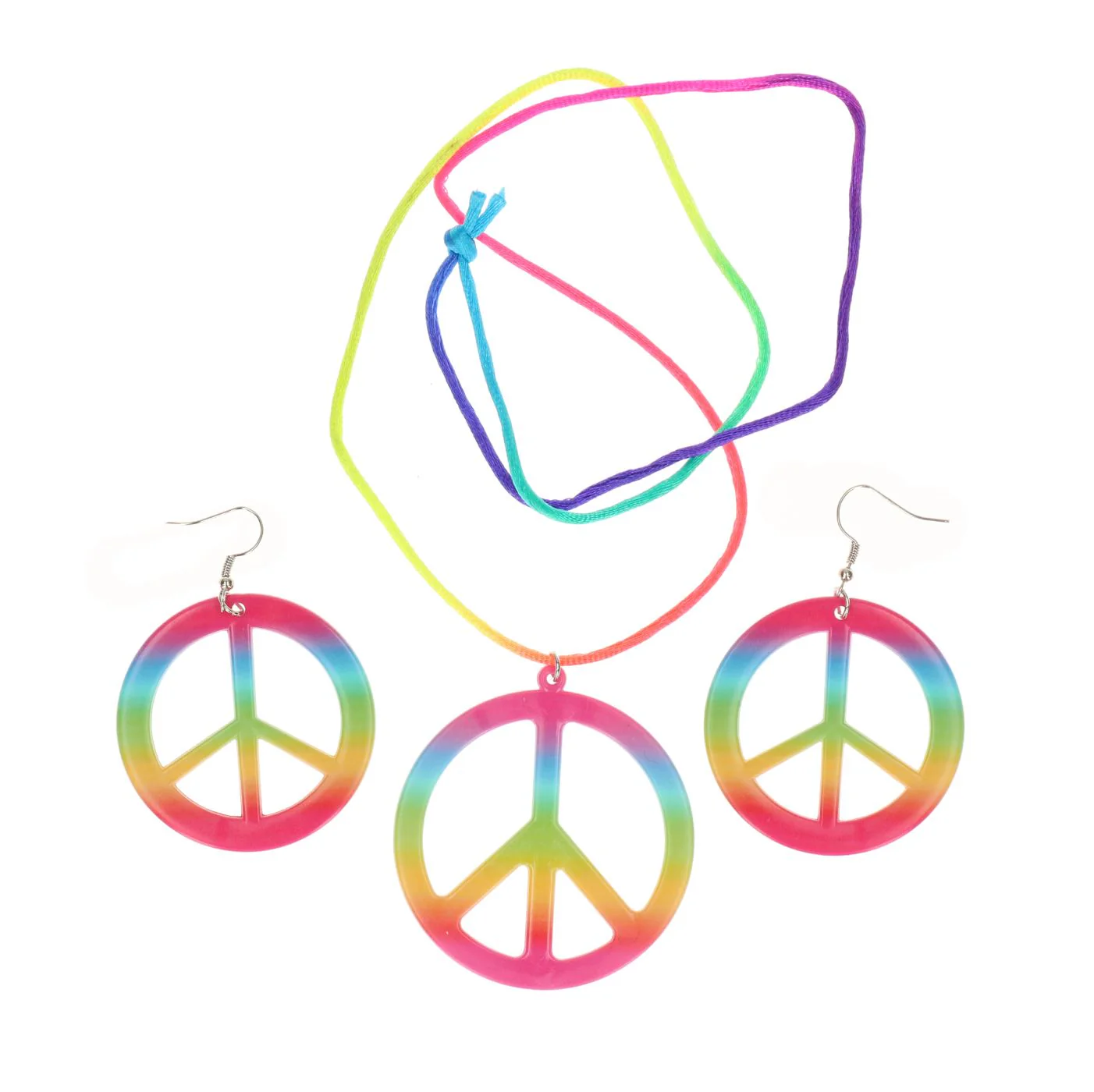 Oorbellen en ketting hippie meerkleurig