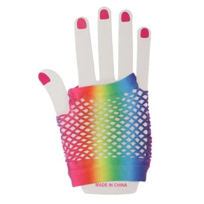 Party handschoenen regenboog visnet