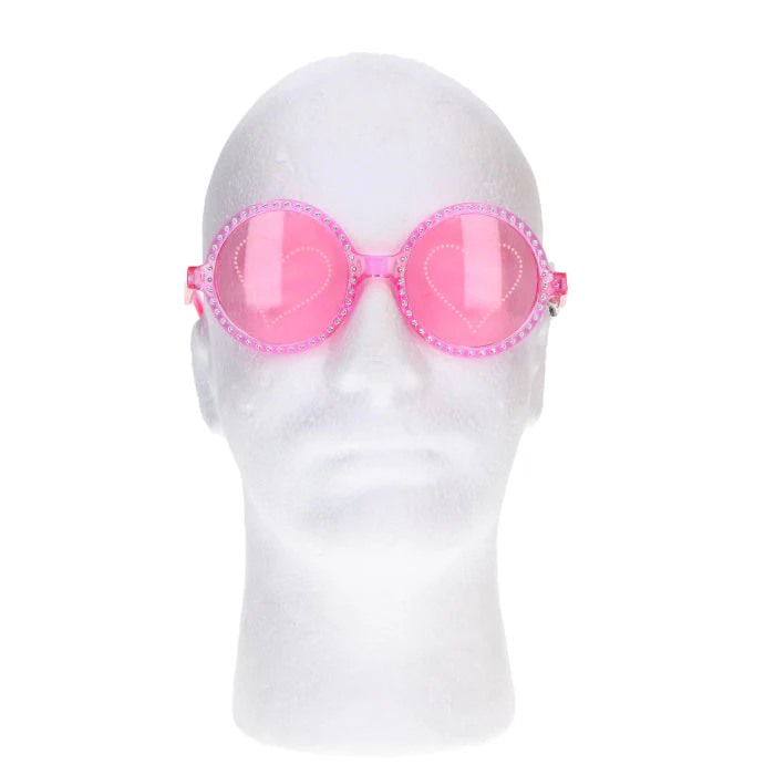 Partybril roze diamanten hartjes - Image 2