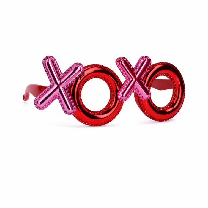Partybril XOXO metallic rood/roze