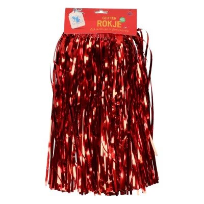 Rokje glitter folie rood one size