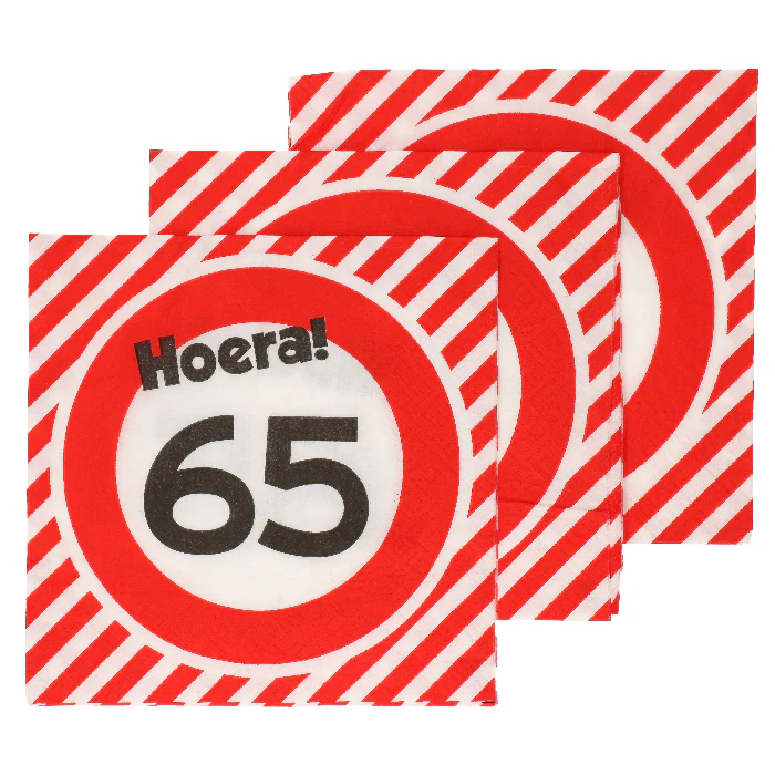 Servetten 65 jaar verkeersbord 20St