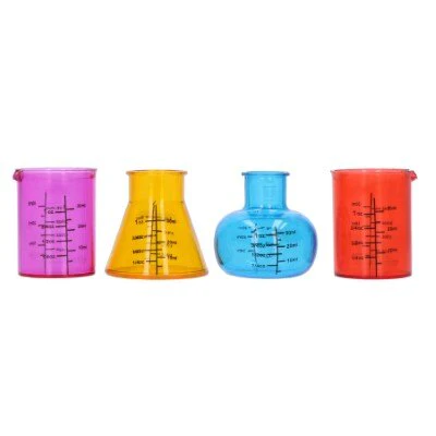 Shotglazen meerkleurig plastic 4 stuks