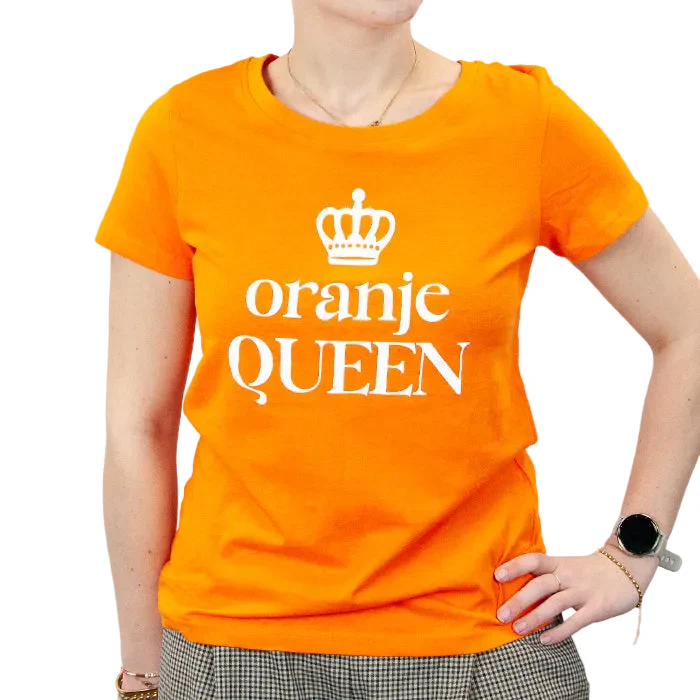 T-shirt oranje dames-  Oranje Queen - S/M