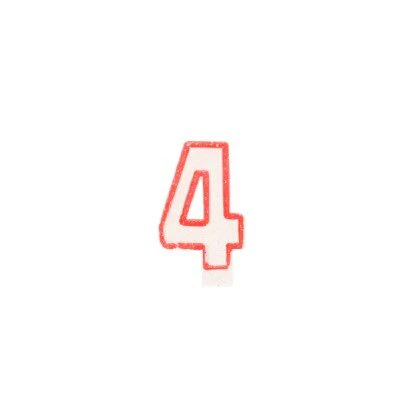 Taartkaarsje cijfer 4 rood/wit