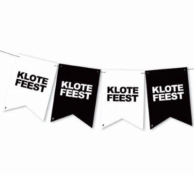 Vlaggenlijn klotefeest zwart 15 vlaggen 5m