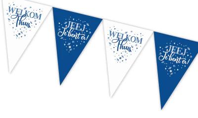 Vlaggenlijn Welkom thuis blauw/wit 4m