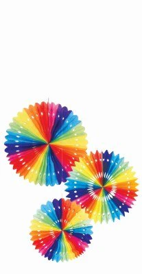 Waaiers regenboog papier 3 stuks